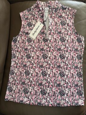 Daily Sports Pink Black Abstract Sleeveless Golf Top
